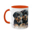 Rottweiler Pupies - Color Accent Mugs, 11oz 11oz Orange